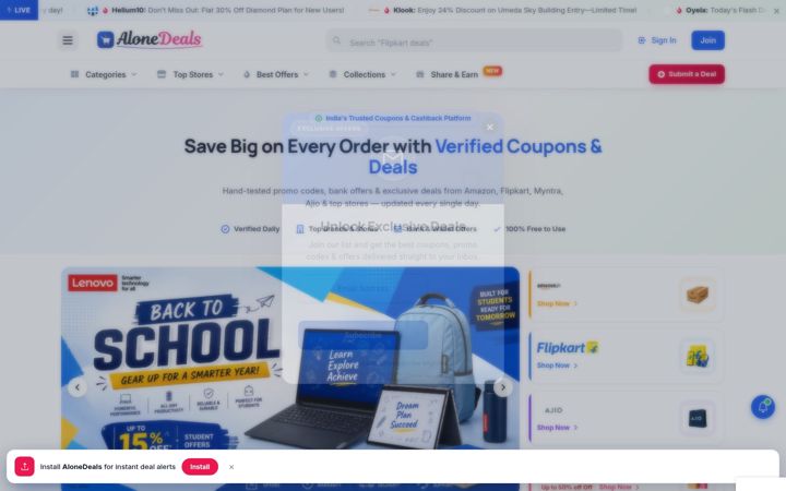 Screenshot ta' alonedeals.com