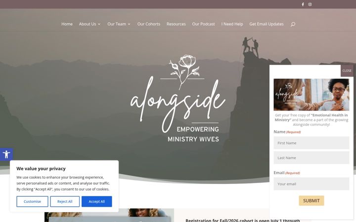 Screenshot ta' alongsideministrywives.com