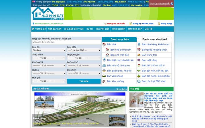 Screenshot of alonhadat.com.vn