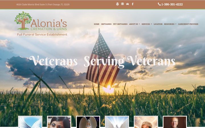 Screenshot of aloniascremation.com