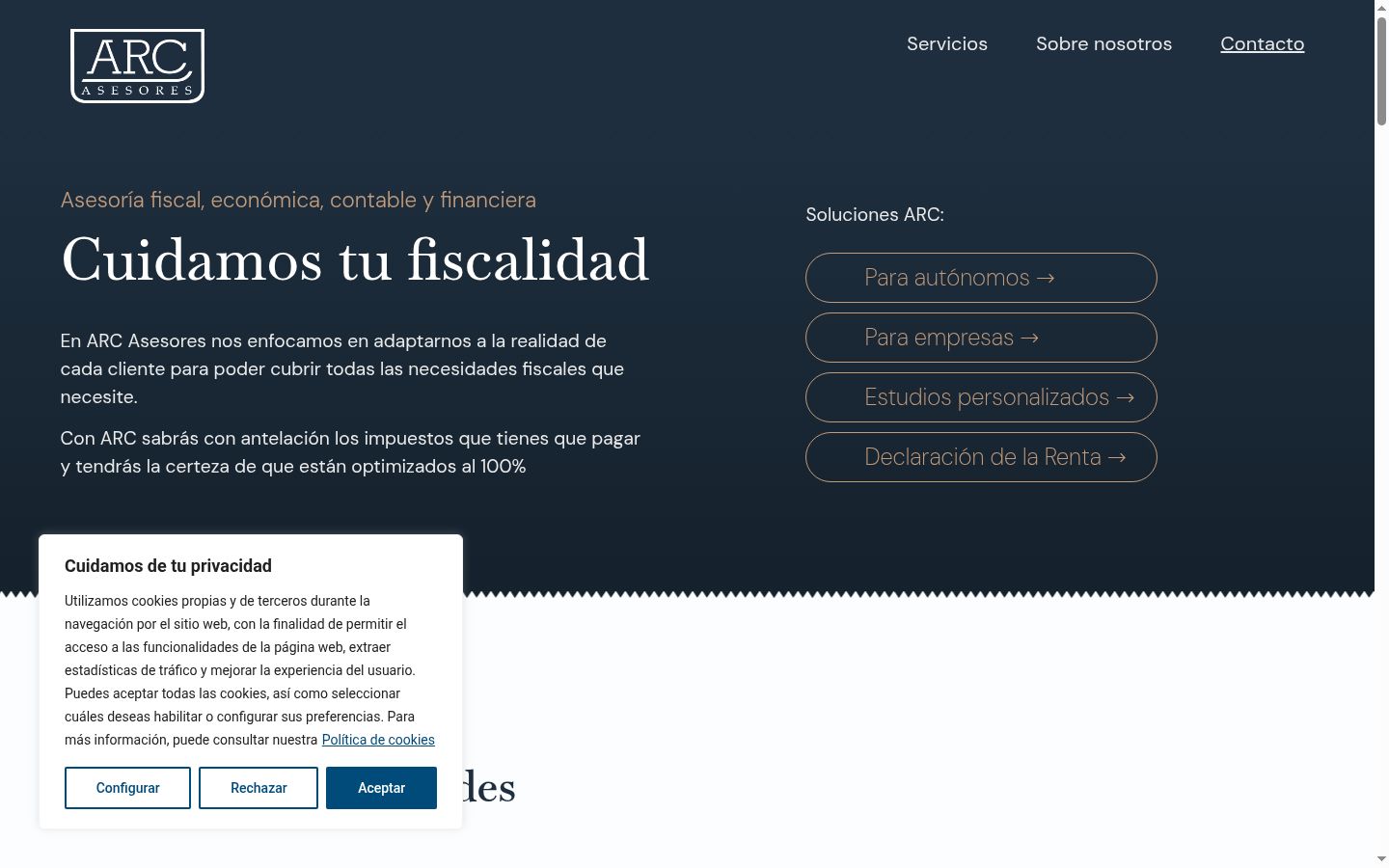 Screenshot del banner di consenso mostrato prima di qualsiasi interazione