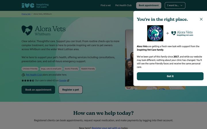 Screenshot of aloravets.org.uk