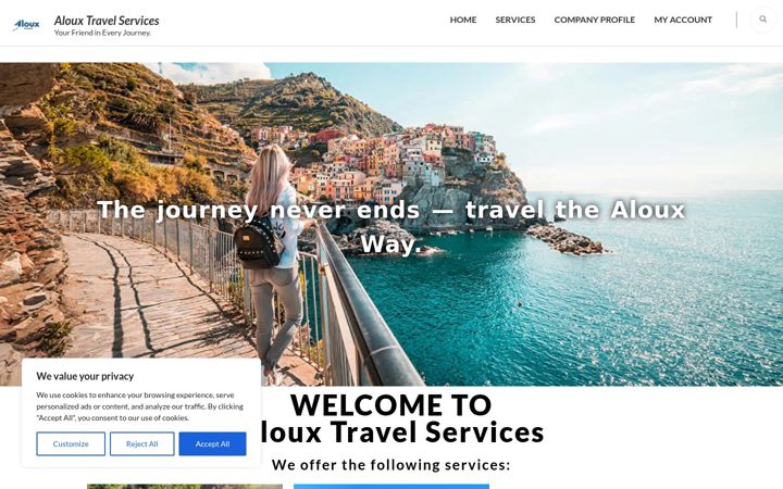 Screenshot of alouxtravels.com