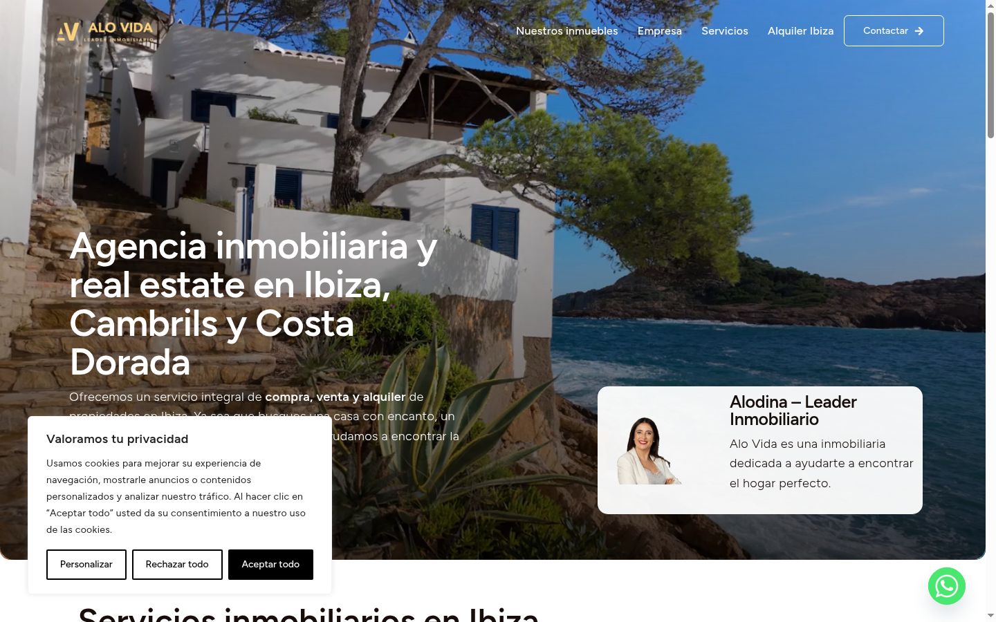 Captura de ecrã do banner de consentimento apresentado antes de qualquer interação