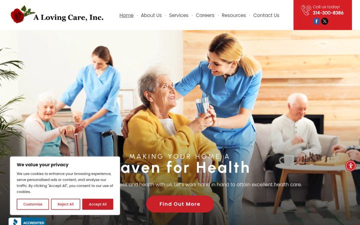 Skærmbillede af alovingcareinc.com