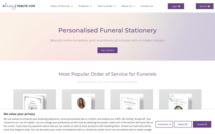 Screenshot of alovingtribute.com