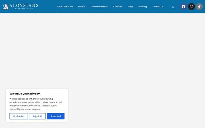 Captură de ecran a aloysiansathletics.com