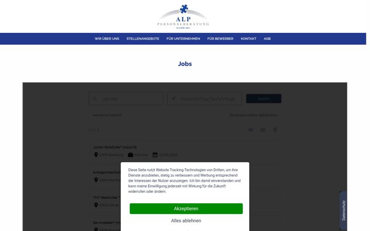Screenshot of alp-personalberatung.de