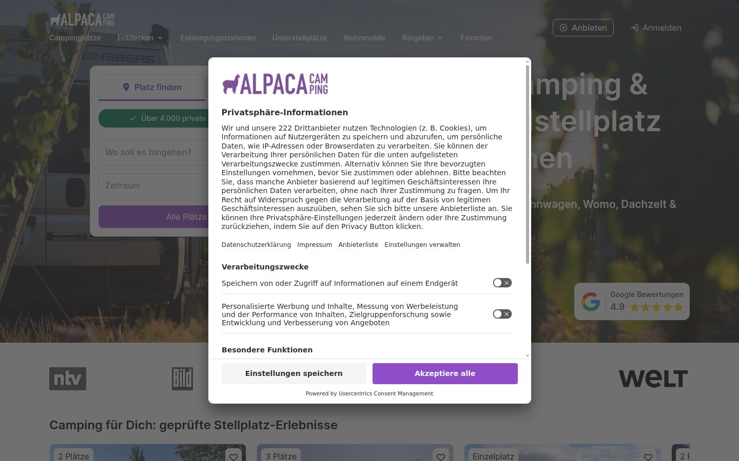 Ekraanipilt nõusolekubännerist, mida näidati enne mis tahes suhtlust