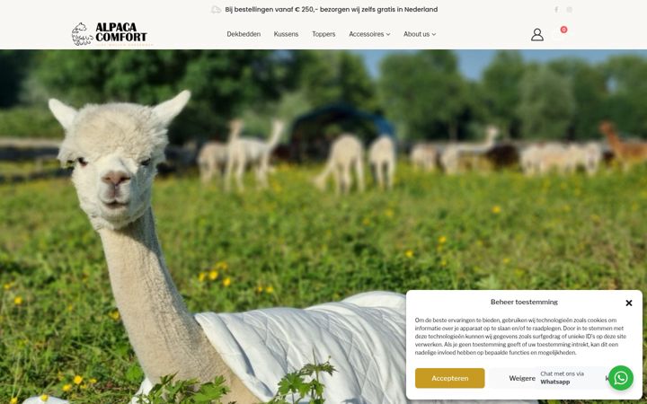 Snímek obrazovky alpacacomfort.nl
