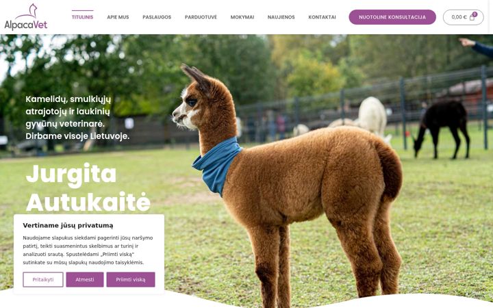 Snímek obrazovky alpacavet.lt
