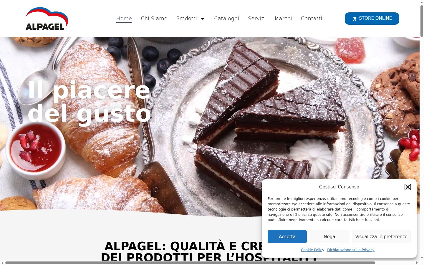 Screenshot del banner di consenso mostrato prima di qualsiasi interazione