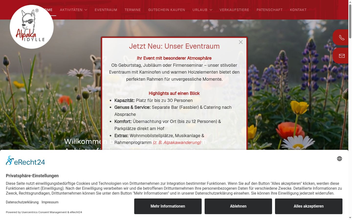 Screenshot of the consent banner shown before any interaction