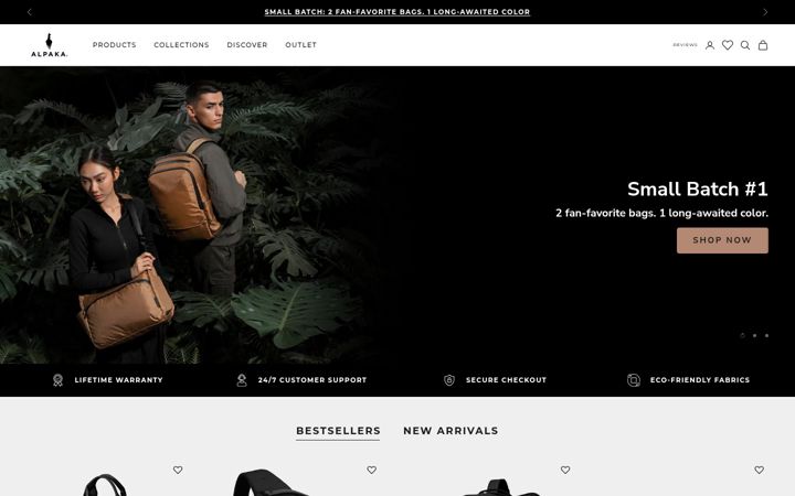 Skjámynd af alpakagear.com