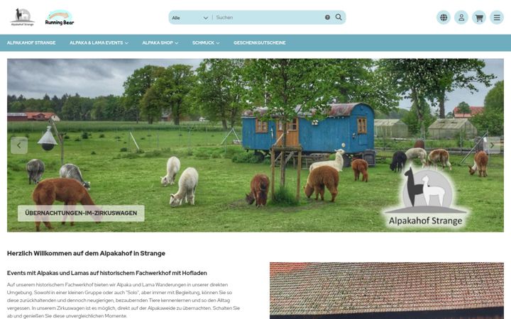 Screenshot of alpakahof-strange.de