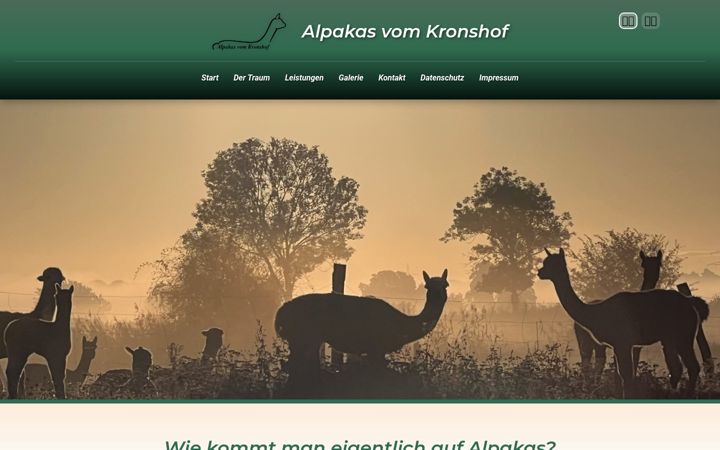 Screenshot of alpakasvomkronshof.de