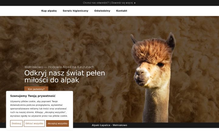Skjámynd af alpaki-welniakowo.pl