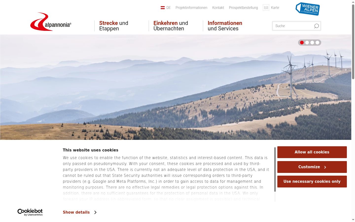 Screenshot of the consent banner shown before any interaction