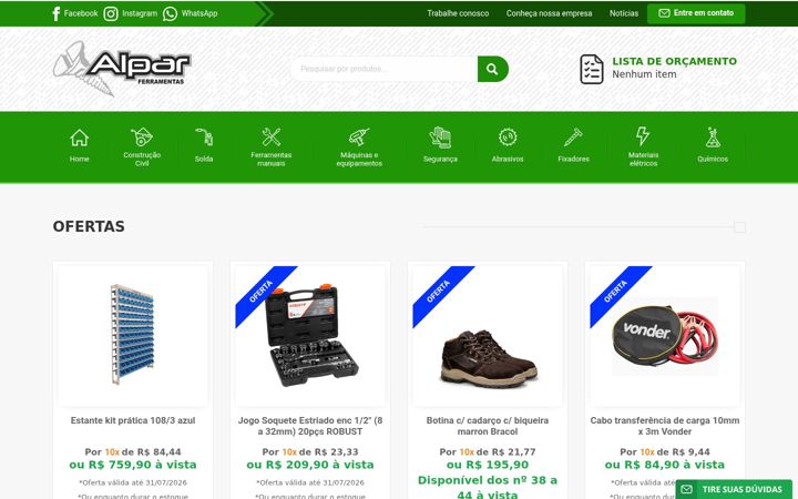 Screenshot of alparferramentas.com.br