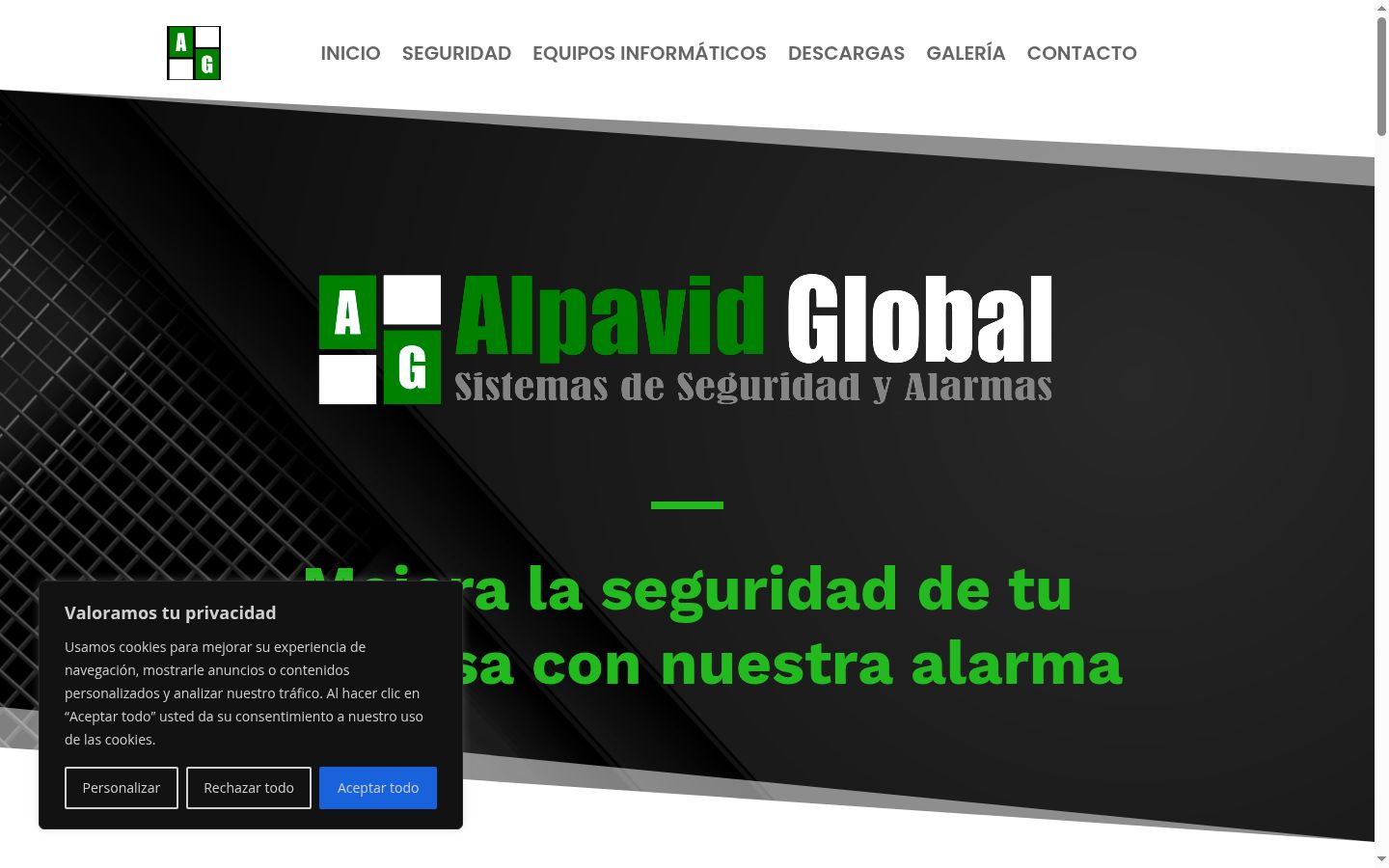 Captura de pantalla del banner de consentimiento mostrado antes de cualquier interacción