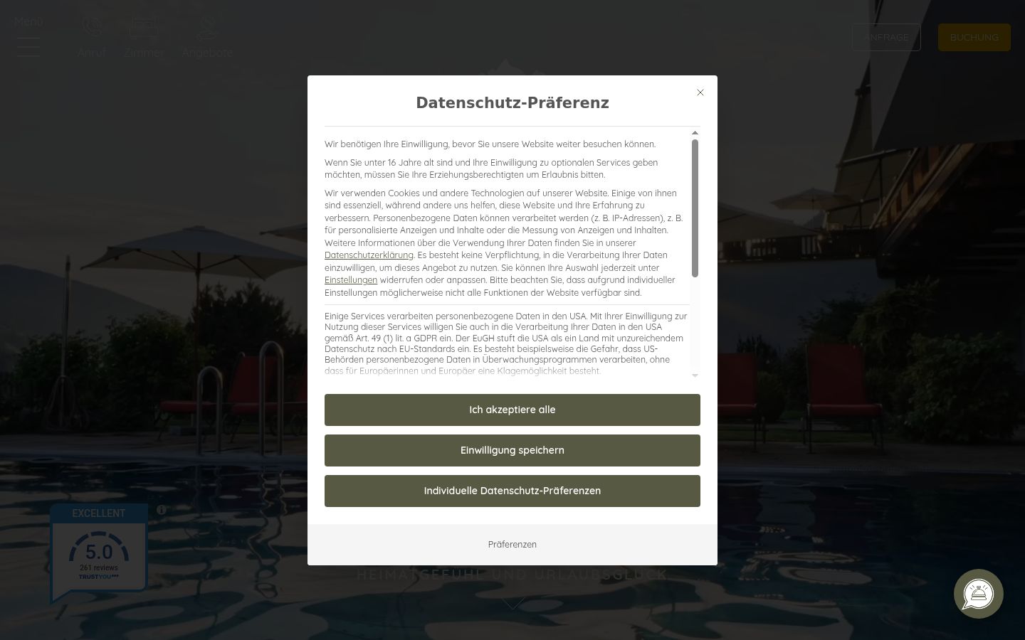 Screenshot of the consent banner shown before any interaction