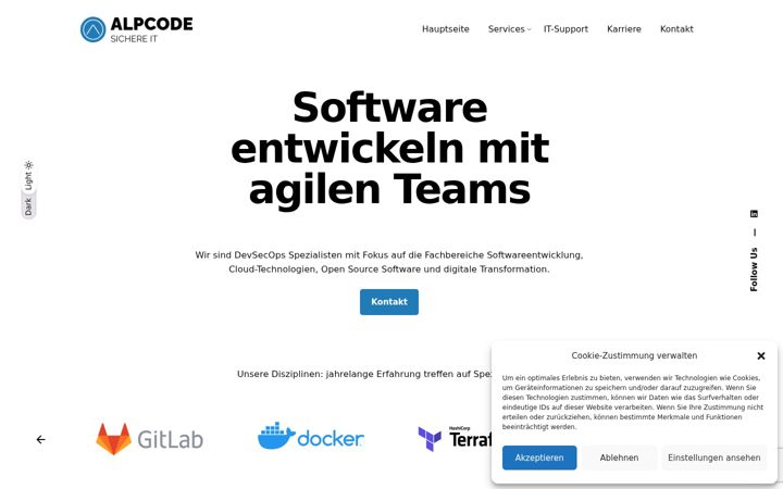 Screenshot von alpcode.ch