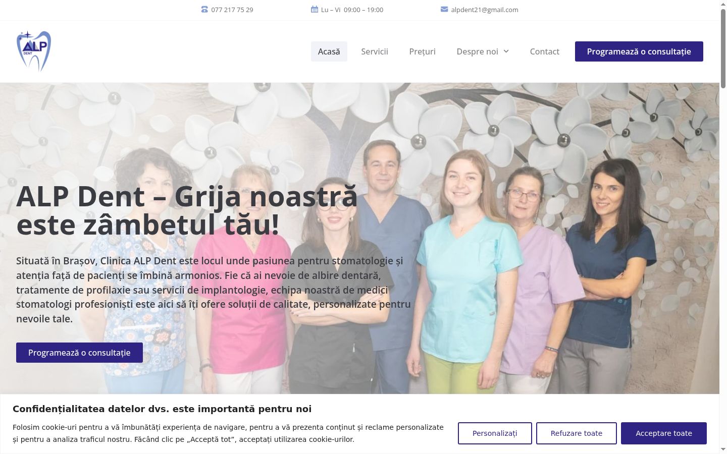 Screenshot van de toestemmingsbanner zoals getoond vóór enige interactie