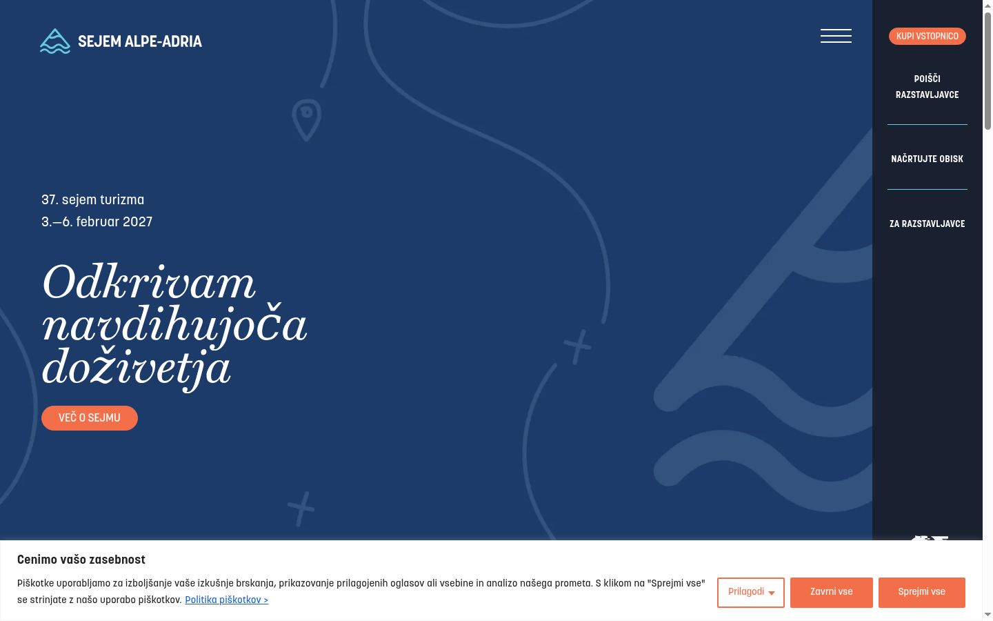 Snimka zaslona bannera za privolu prikazanog prije bilo kakve interakcije
