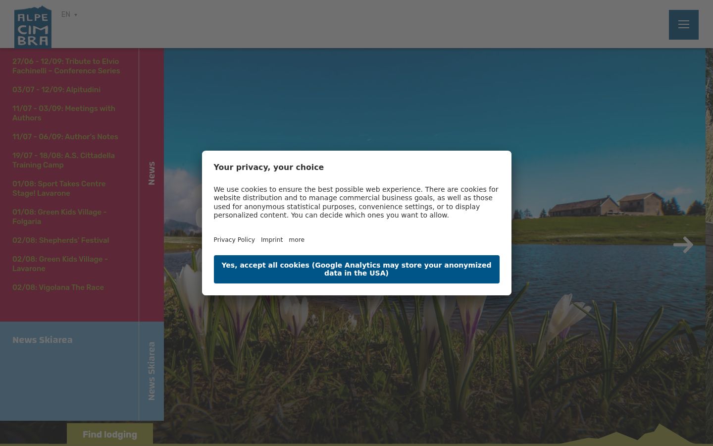 Screenshot des Einwilligungsbanners vor jeglicher Interaktion
