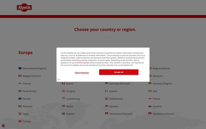 Screenshot of alpecin.com