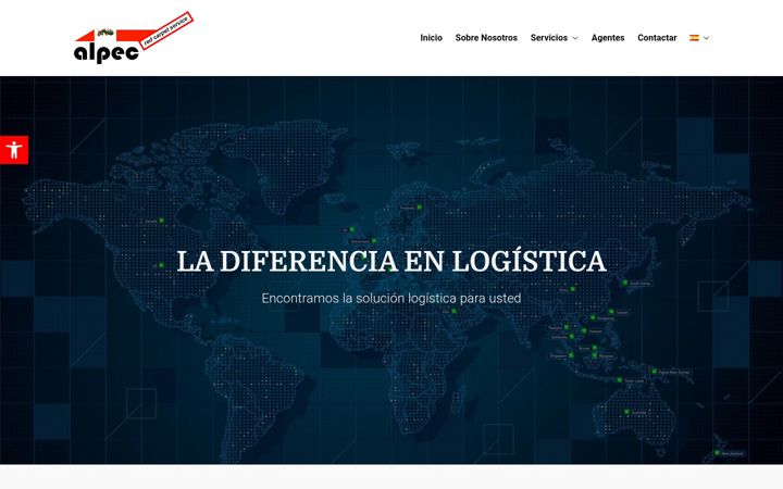 Screenshot von alpeclogistics.com