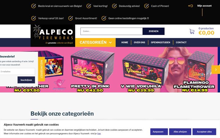 Screenshot of alpecovuurwerk.be