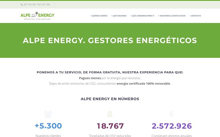 Captură de ecran a alpeenergy.es