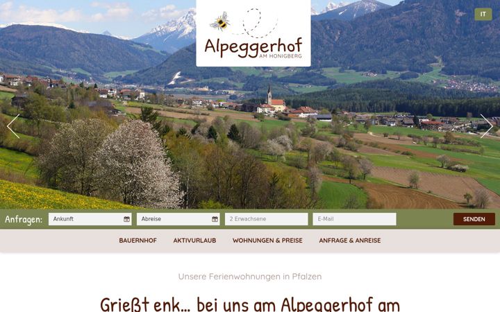 Screenshot of alpegger-hof.com