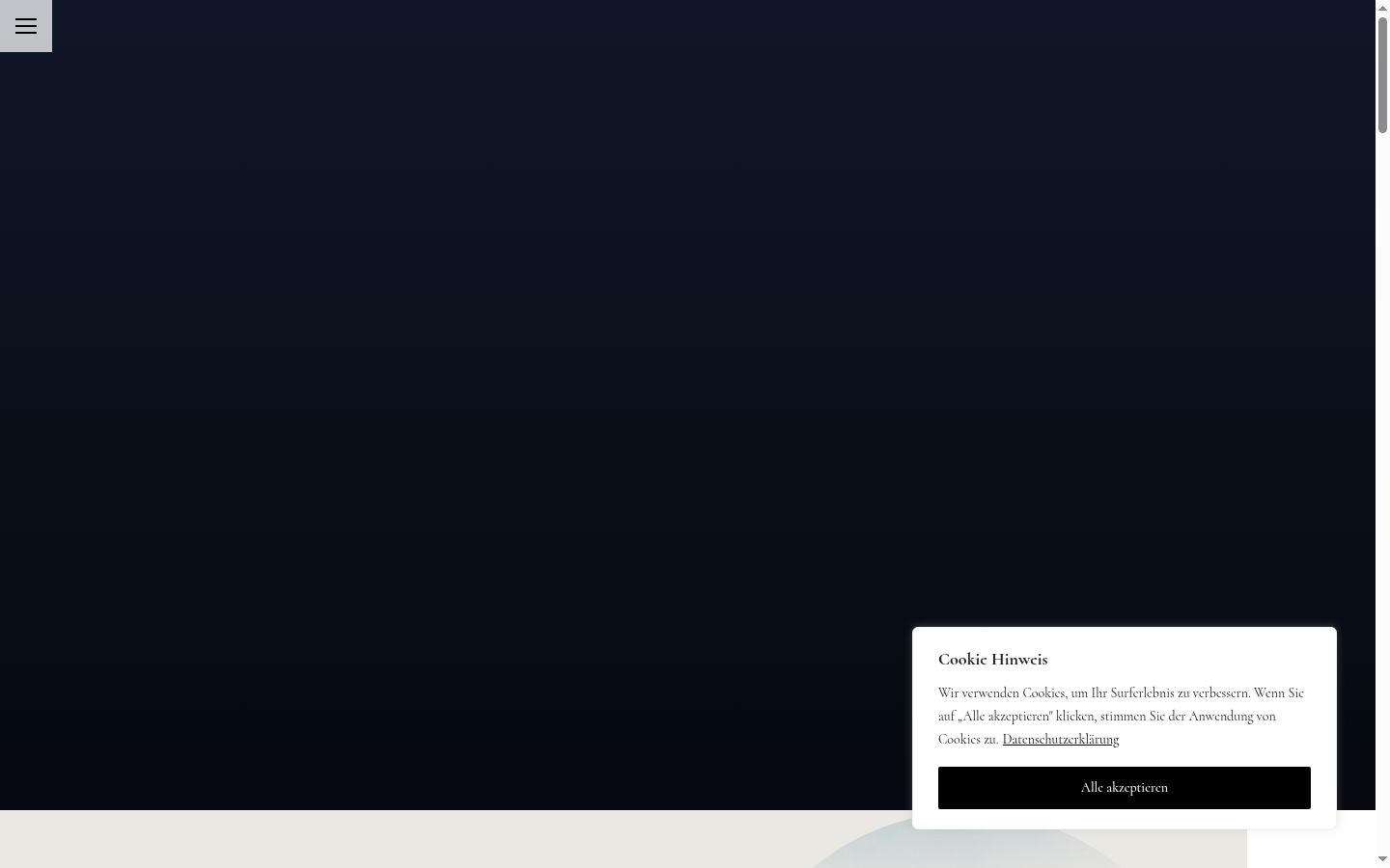 Screenshot des Einwilligungsbanners vor jeglicher Interaktion
