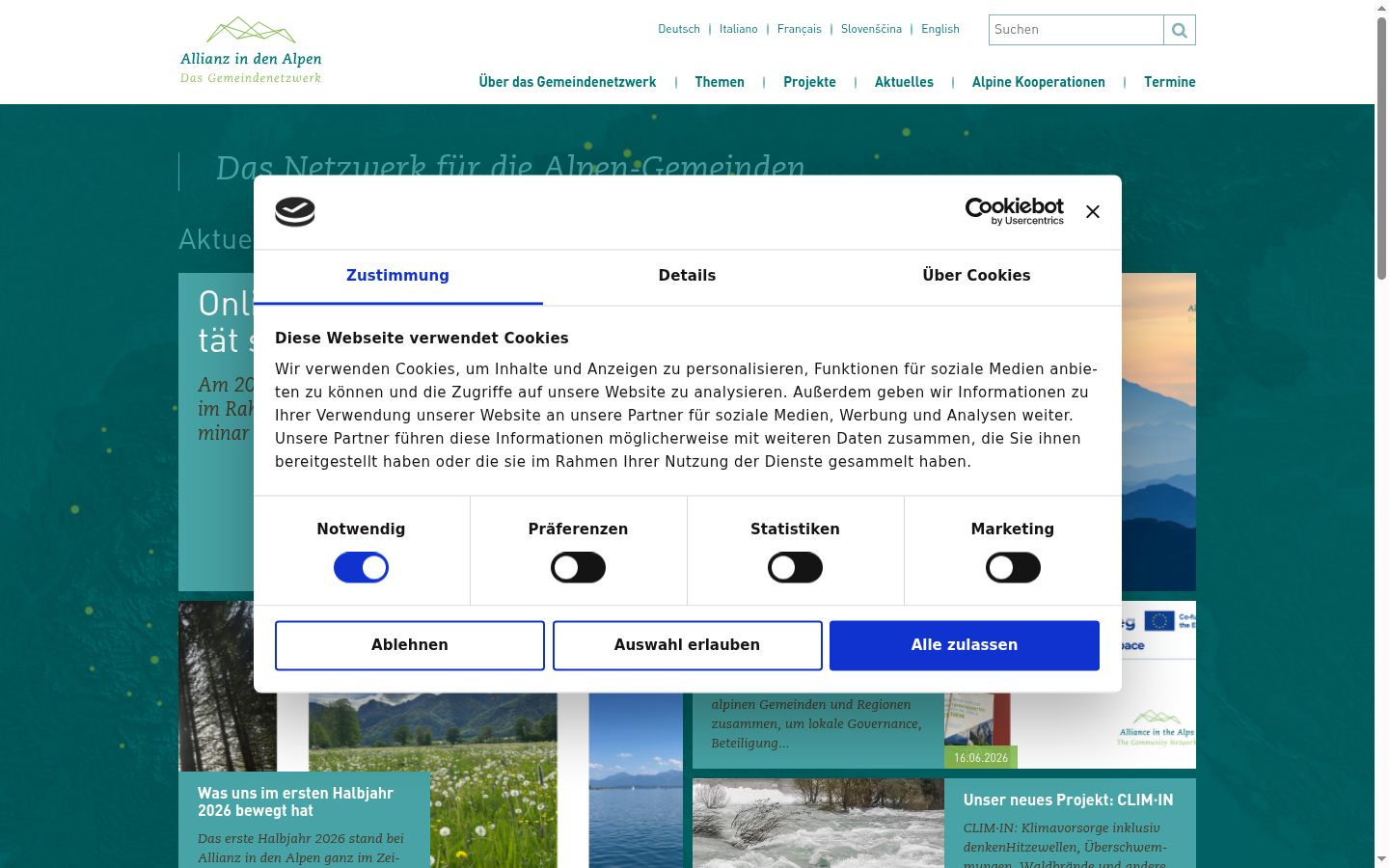 Screenshot tal-banner tal-kunsens muri qabel kwalunkwe interazzjoni