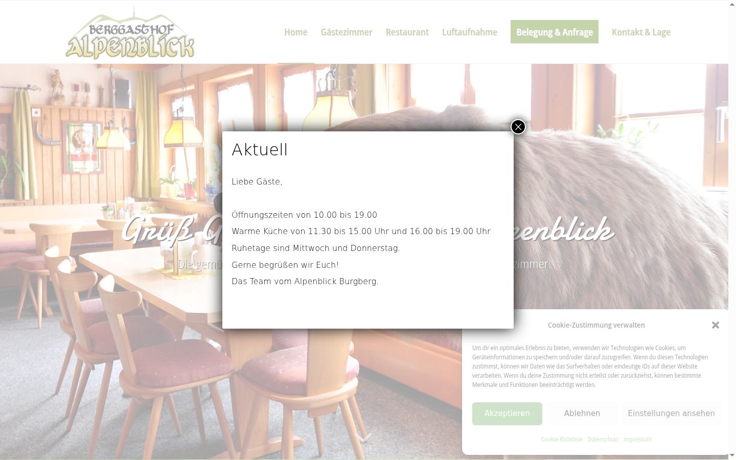 Screenshot of the consent banner shown before any interaction