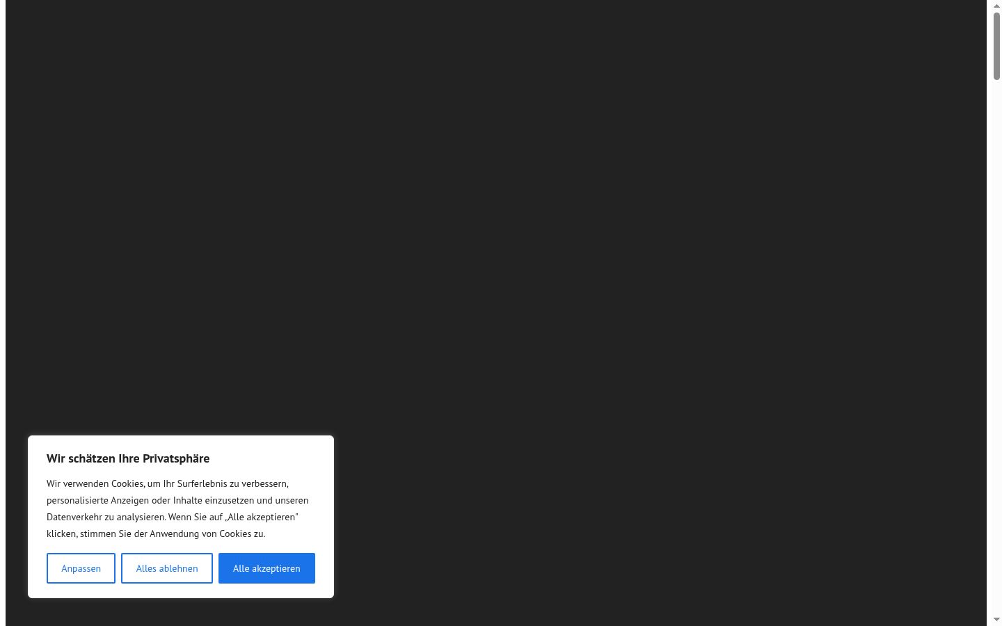 Screenshot of the consent banner shown before any interaction