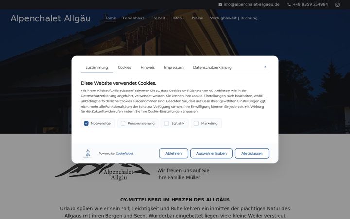Screenshot of alpenchalet-allgaeu.de