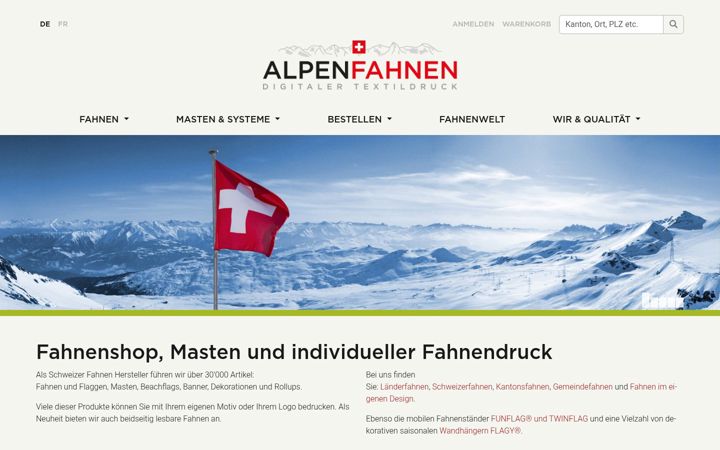 Screenshot of alpenfahnen.ch