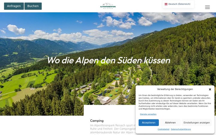 Snímek obrazovky alpenferienpark.com