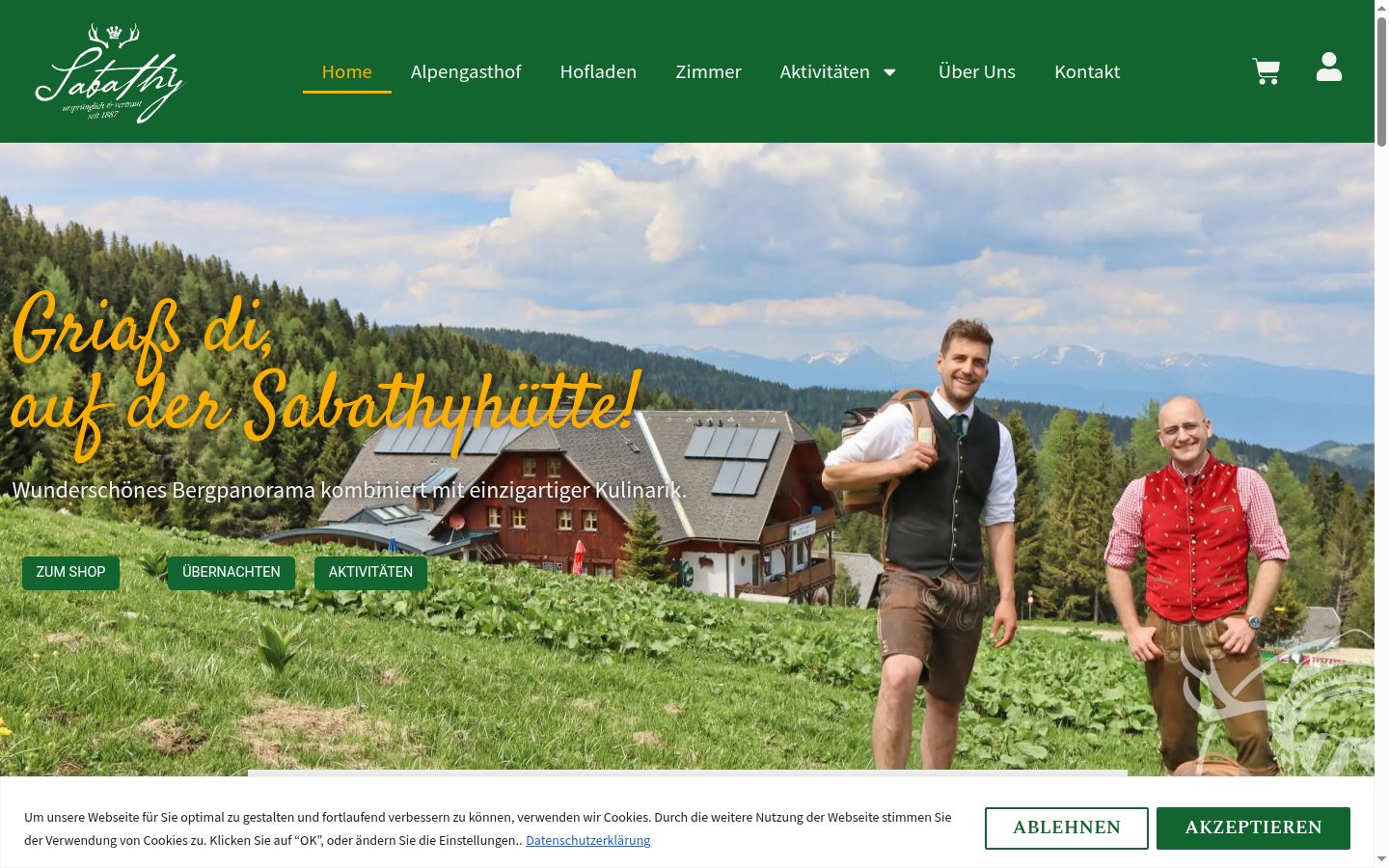 Screenshot des Einwilligungsbanners vor jeglicher Interaktion