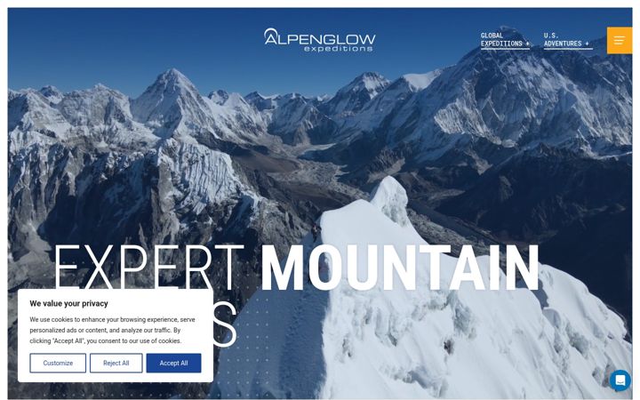 Screenshot of alpenglowexpeditions.com