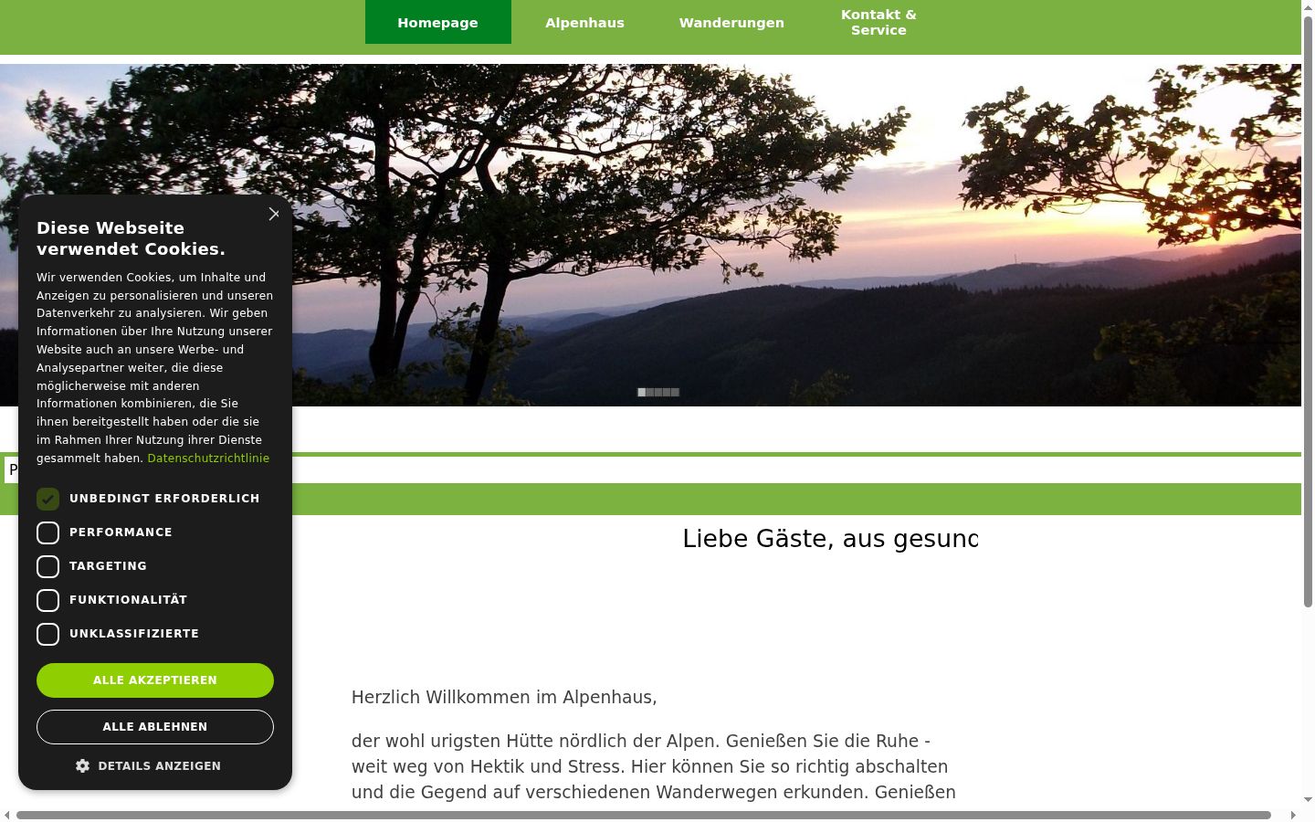 Screenshot van de toestemmingsbanner zoals getoond vóór enige interactie