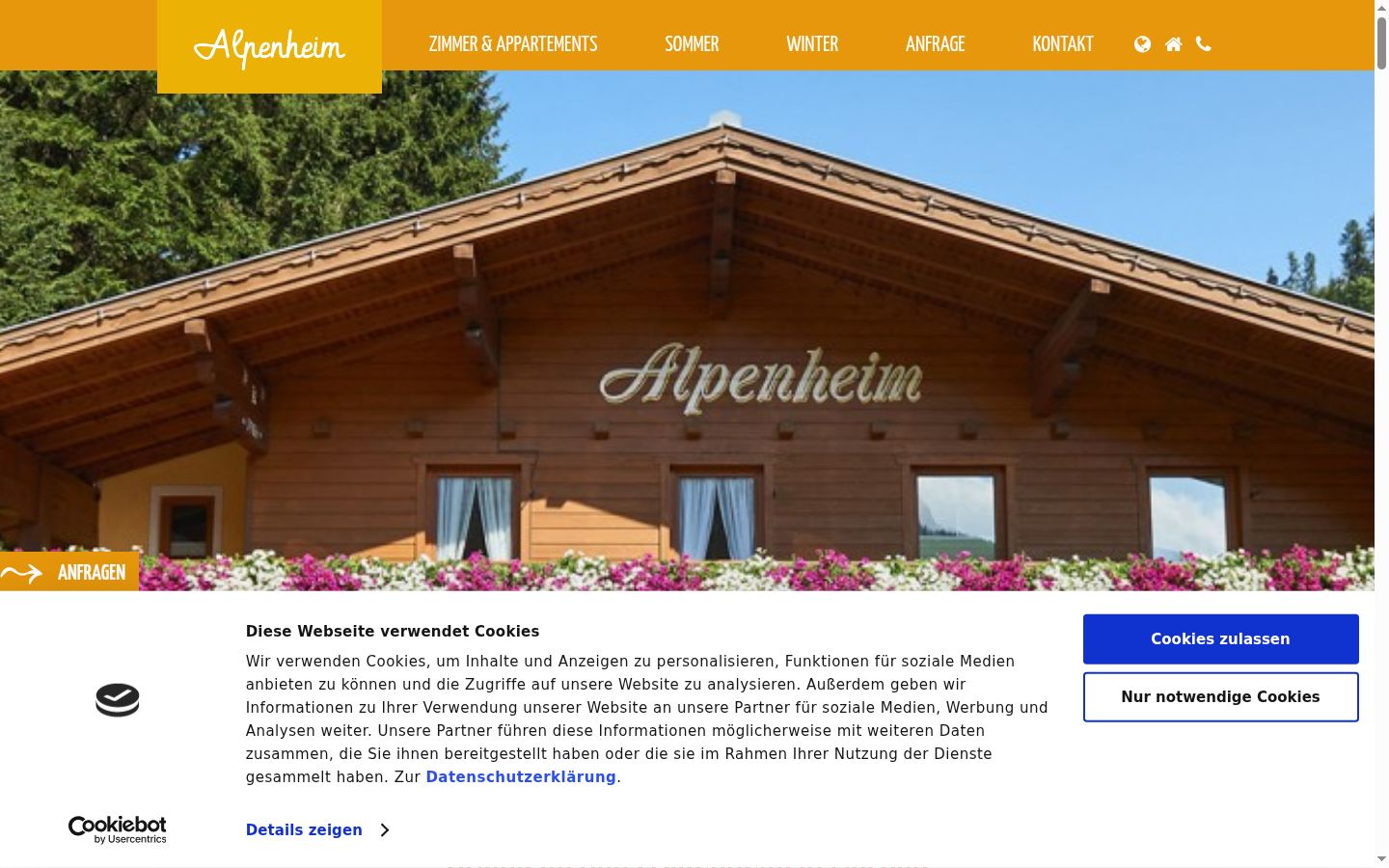 Screenshot of the consent banner shown before any interaction