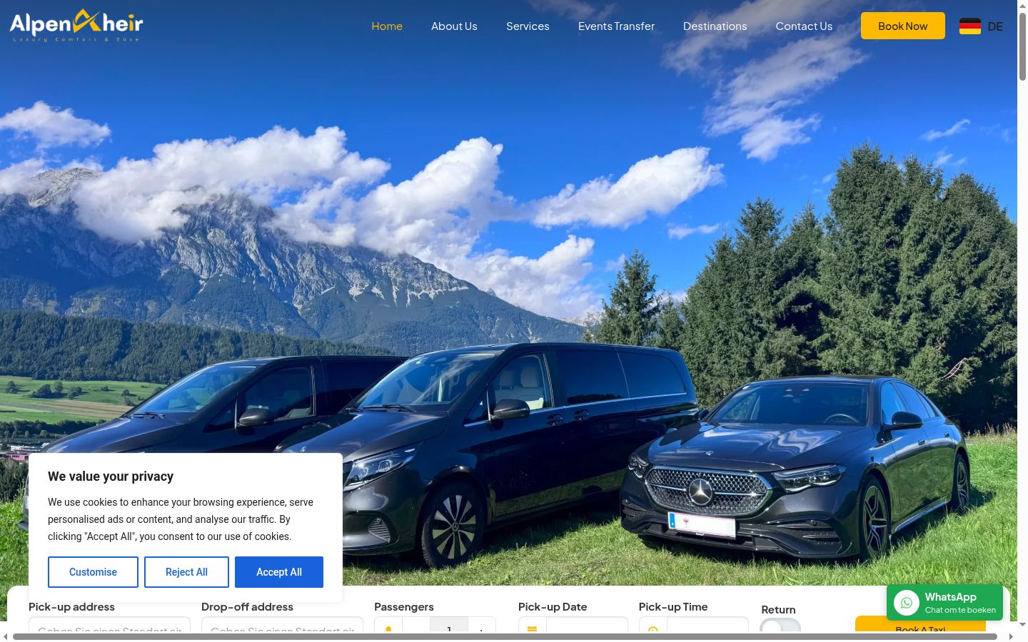Screenshot des Einwilligungsbanners vor jeglicher Interaktion