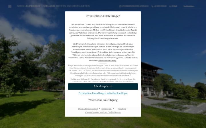 Screenshot von alpenhof-oberaudorf.de