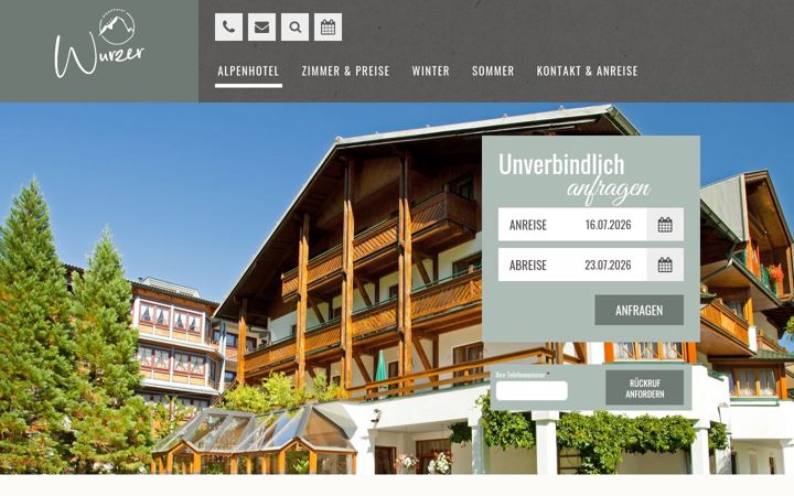 Snímek obrazovky alpenhotel-wurzer.at