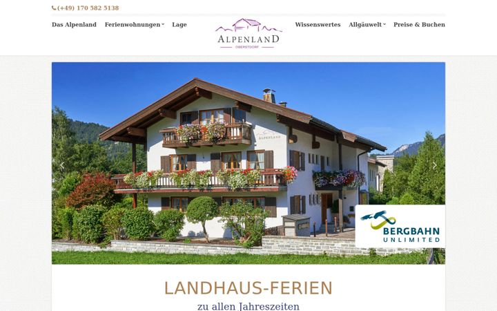 Screenshot of alpenland-oberstdorf.com