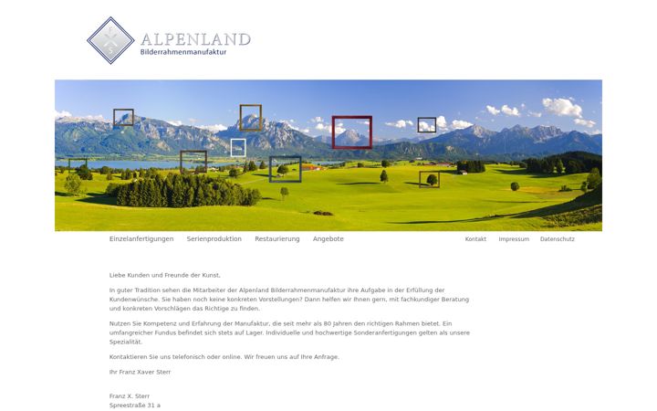 Ekrano kopija alpenland-rahmen.de